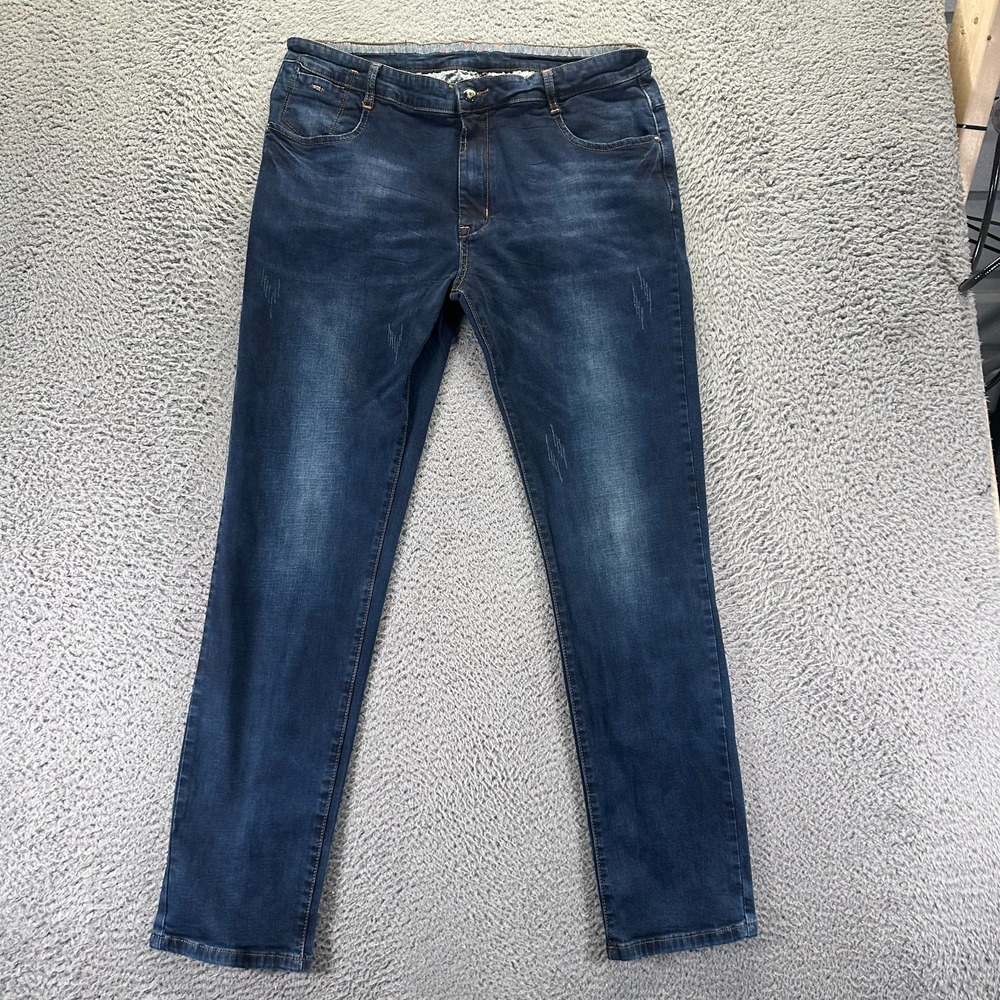 Demon & Hunter Jeans Mens 38x32 Blue Cotton Denim Straight Travel Faded Workwear